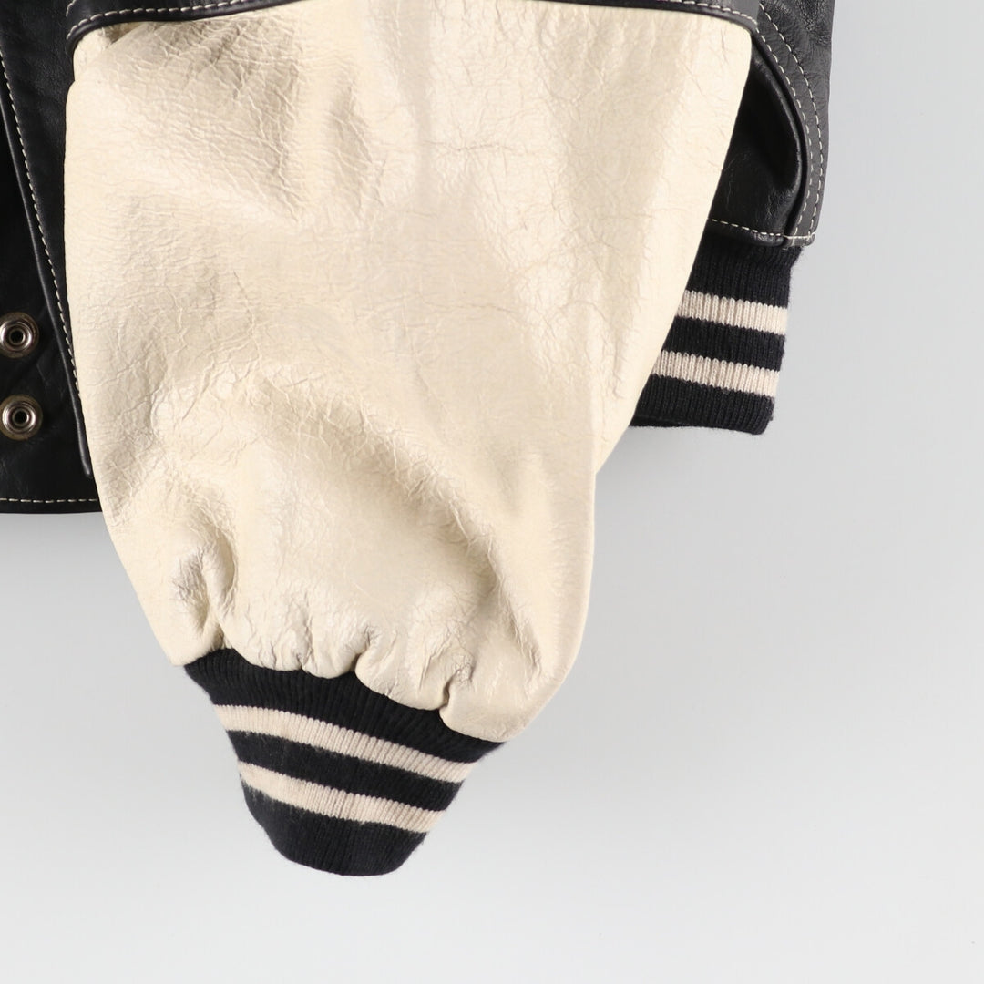 TOUT TERRAIN All Leather Varsity Jacket Made in Spain Men's XL /evb004263