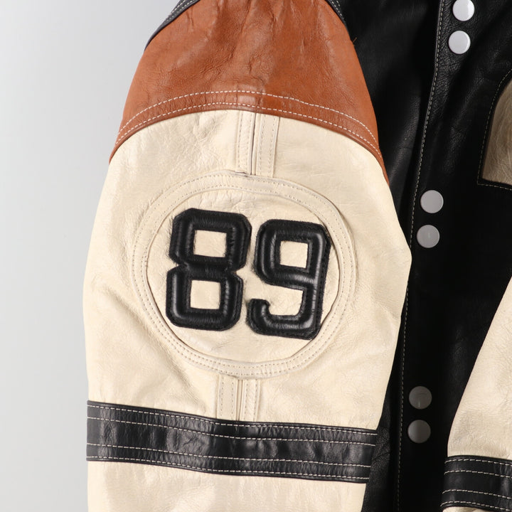 TOUT TERRAIN All Leather Varsity Jacket Made in Spain Men's XL /evb004263