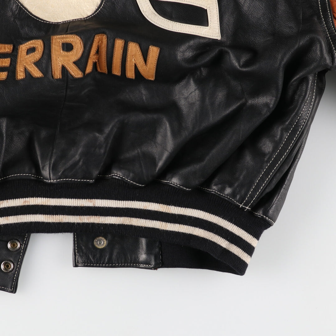 TOUT TERRAIN All Leather Varsity Jacket Made in Spain Men's XL /evb004263