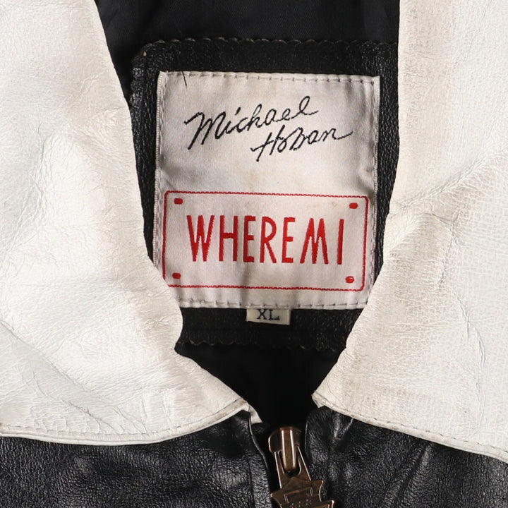 90'S Michael Hoban Stars and Stripes Leather Blouson Type Men's XL Vintage /evb004264