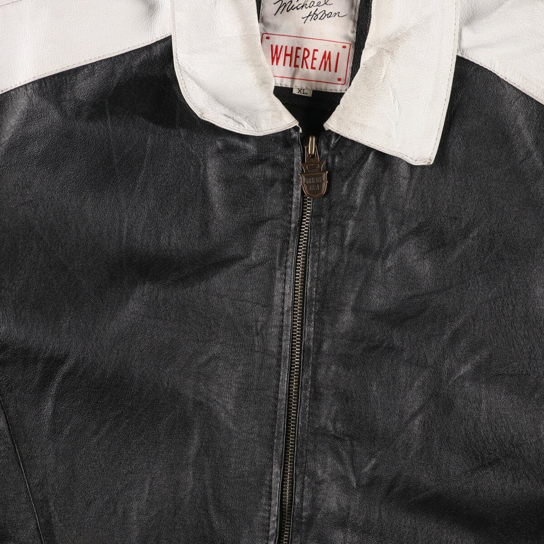 90'S Michael Hoban Stars and Stripes Leather Blouson Type Men's XL Vintage /evb004264