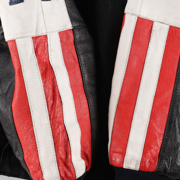 90'S Michael Hoban Stars and Stripes Leather Blouson Type Men's XL Vintage /evb004264