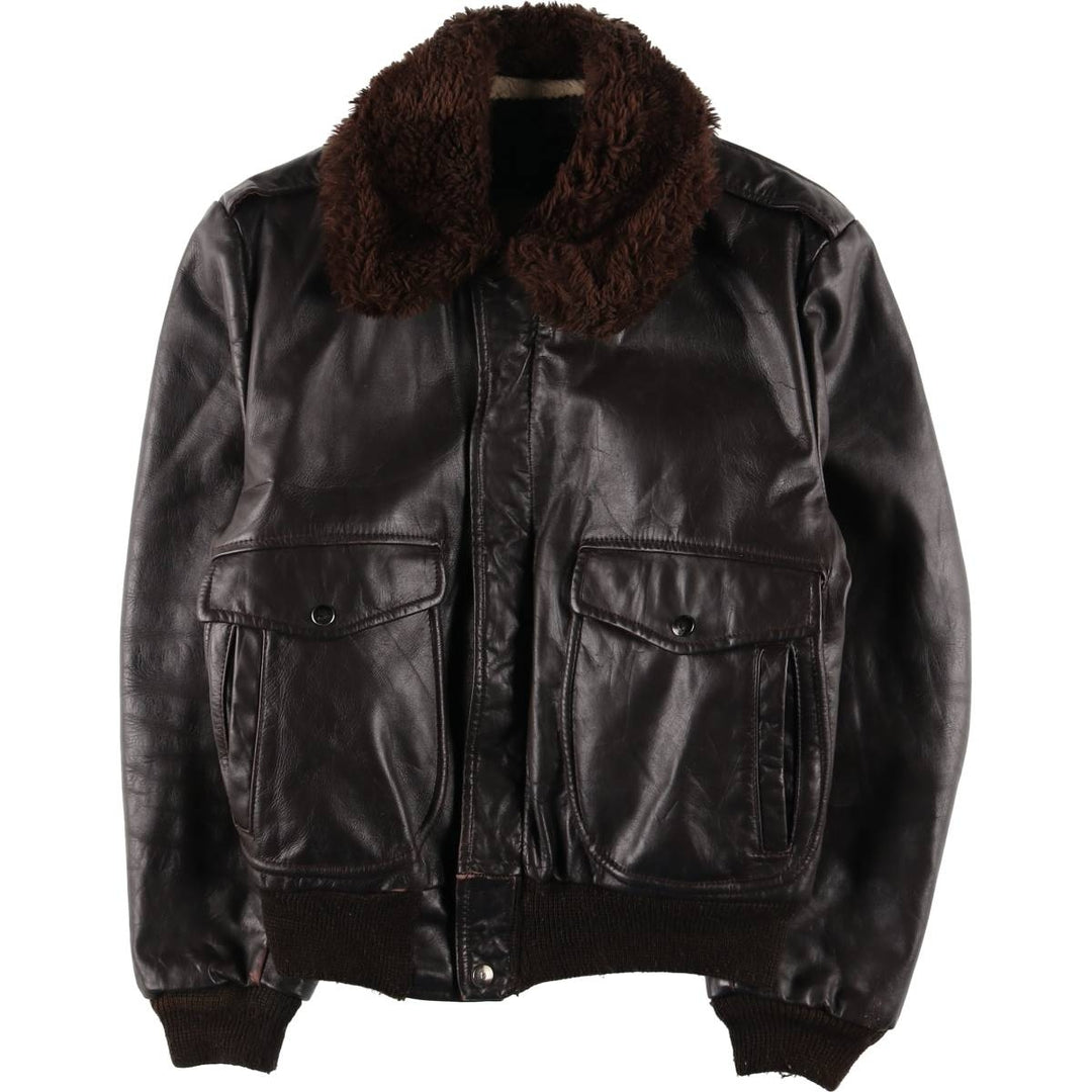 70'S JCPenney G-1 Type Leather Flight Jacket, Men's Medium Size, Vintage unclear black type Vintage Second Hand