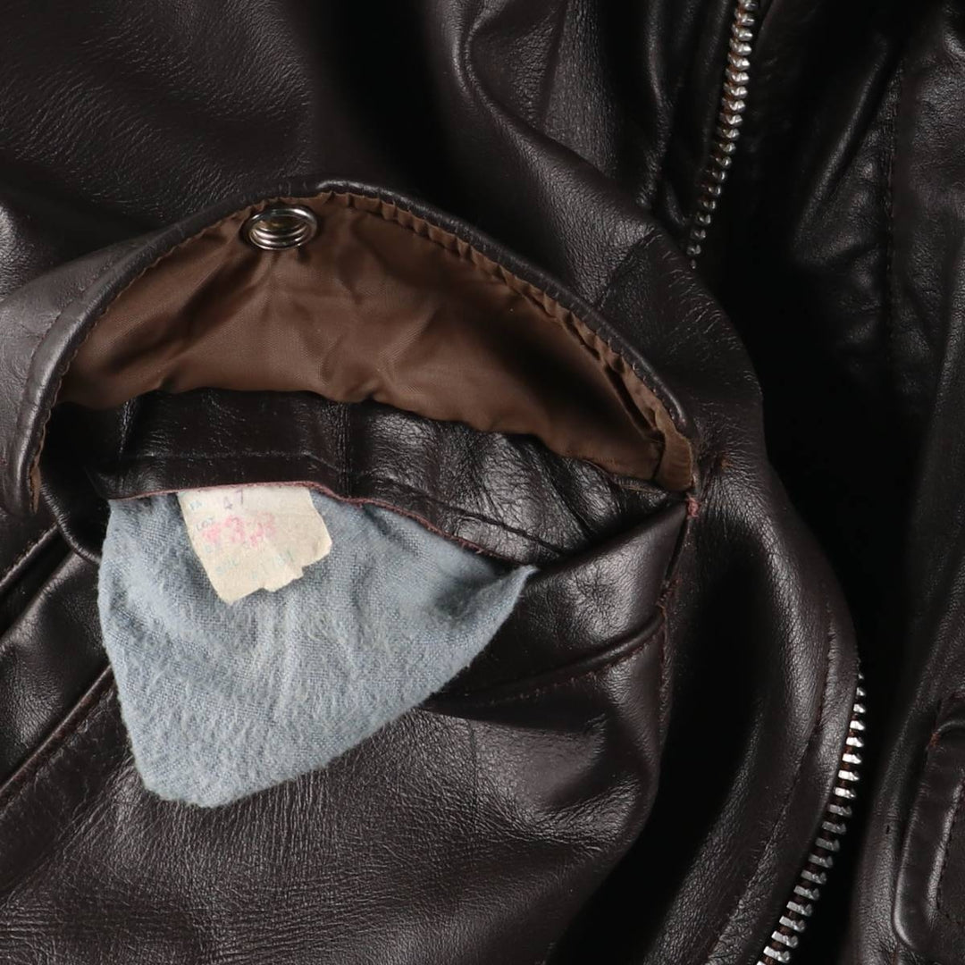 70'S JCPenney G-1 Type Leather Flight Jacket, Men's Medium Size, Vintage unclear black type Vintage Second Hand