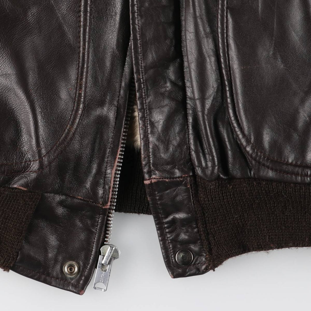 70'S JCPenney G-1 Type Leather Flight Jacket, Men's Medium Size, Vintage unclear black type Vintage Second Hand