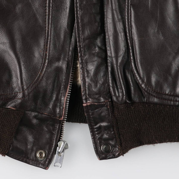 70'S JCPenney G-1 Type Leather Flight Jacket, Men's Medium Size, Vintage unclear black type Vintage Second Hand