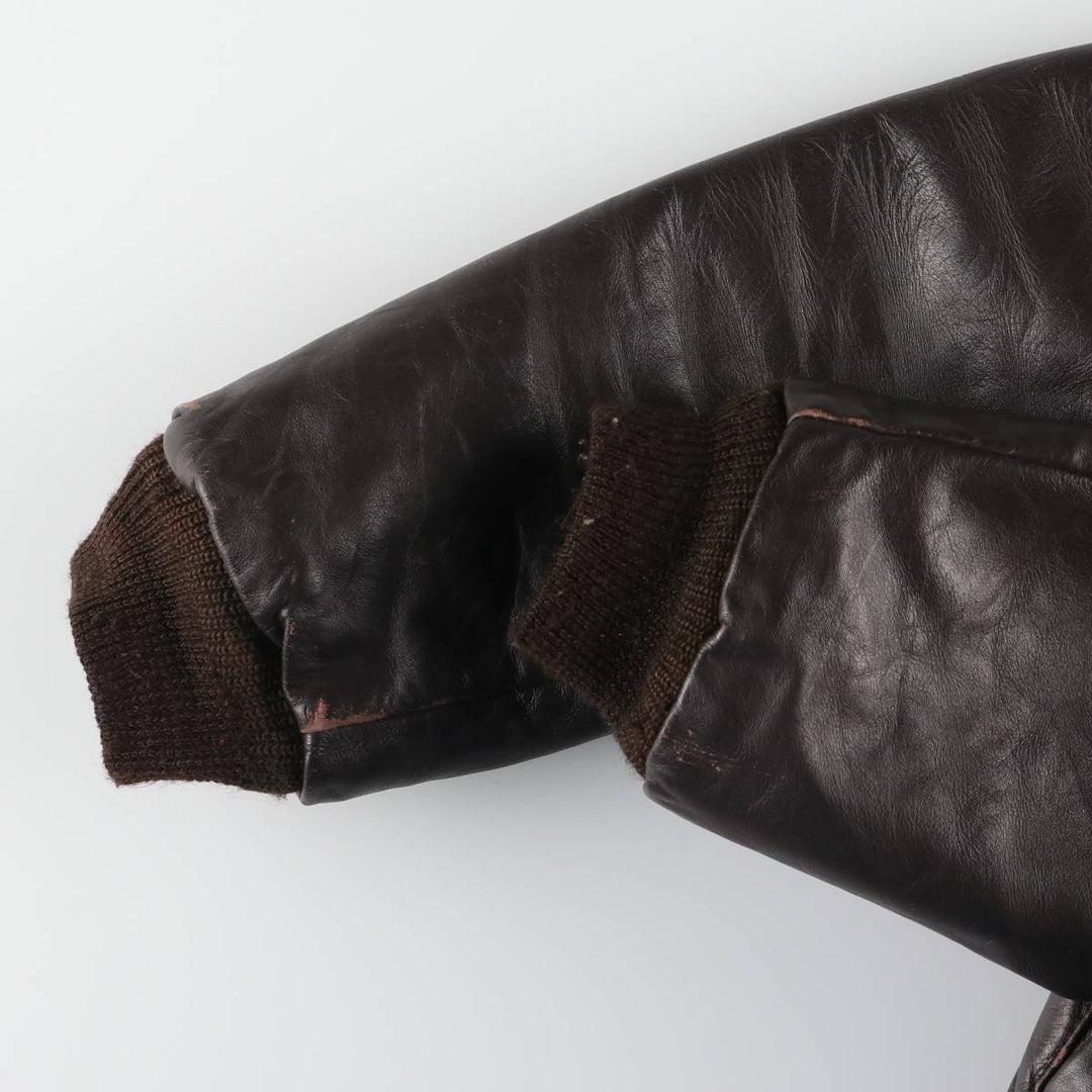 70'S JCPenney G-1 Type Leather Flight Jacket, Men's Medium Size, Vintage unclear black type Vintage Second Hand