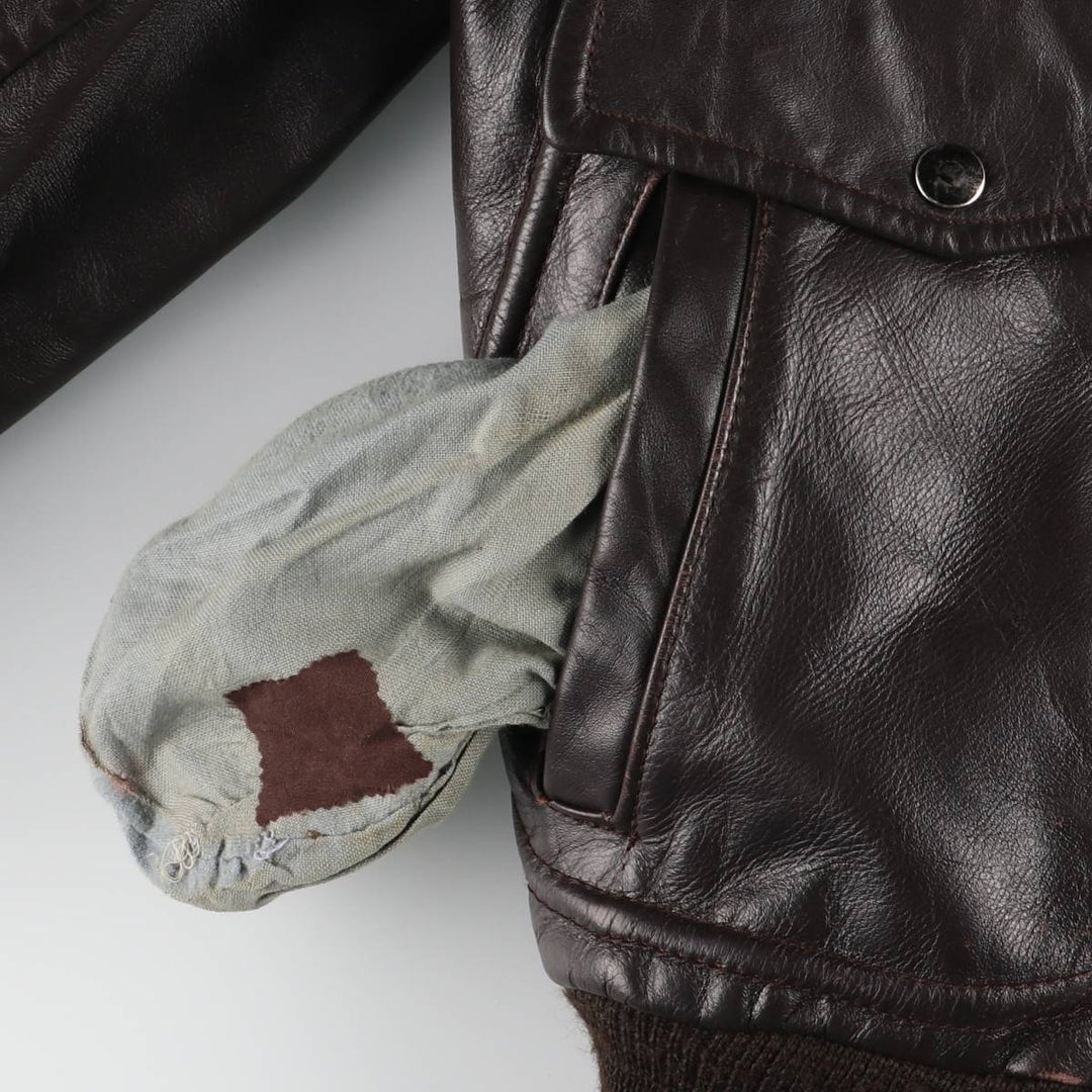 70'S JCPenney G-1 Type Leather Flight Jacket, Men's Medium Size, Vintage unclear black type Vintage Second Hand