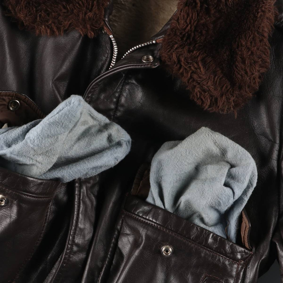 70'S JCPenney G-1 Type Leather Flight Jacket, Men's Medium Size, Vintage unclear black type Vintage Second Hand