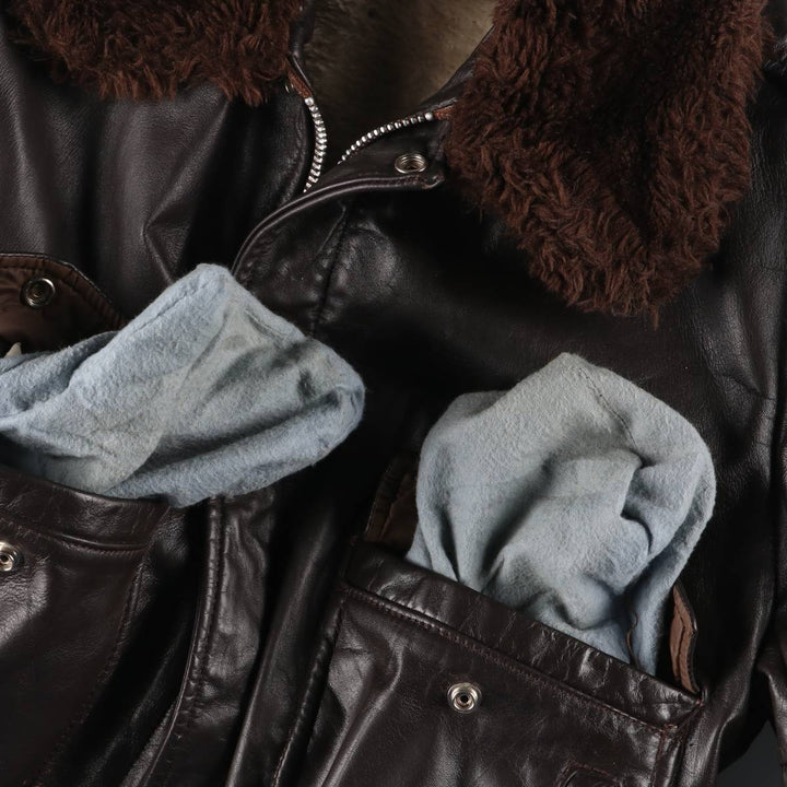 70'S JCPenney G-1 Type Leather Flight Jacket, Men's Medium Size, Vintage unclear black type Vintage Second Hand