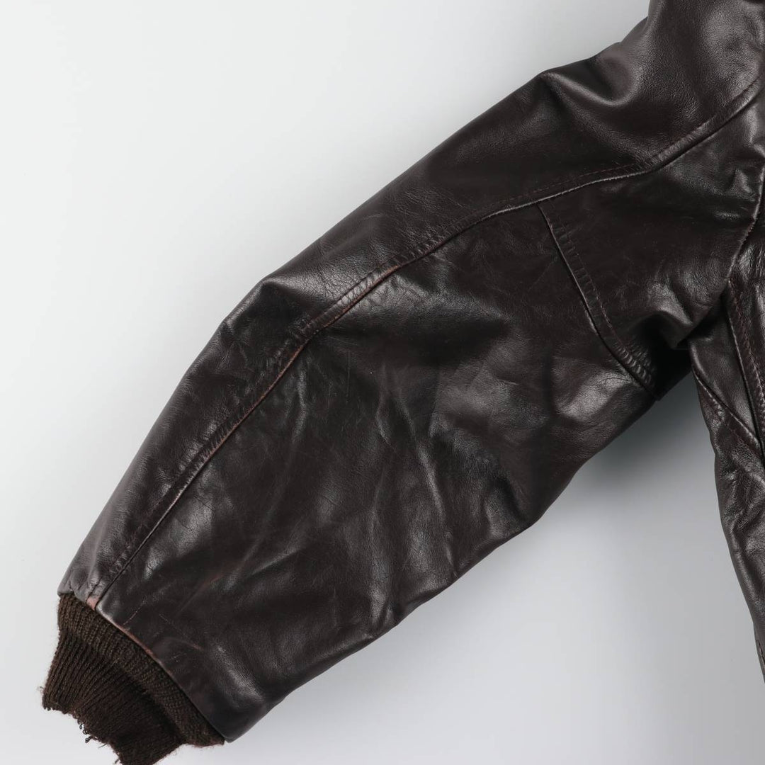 70'S JCPenney G-1 Type Leather Flight Jacket, Men's Medium Size, Vintage unclear black type Vintage Second Hand