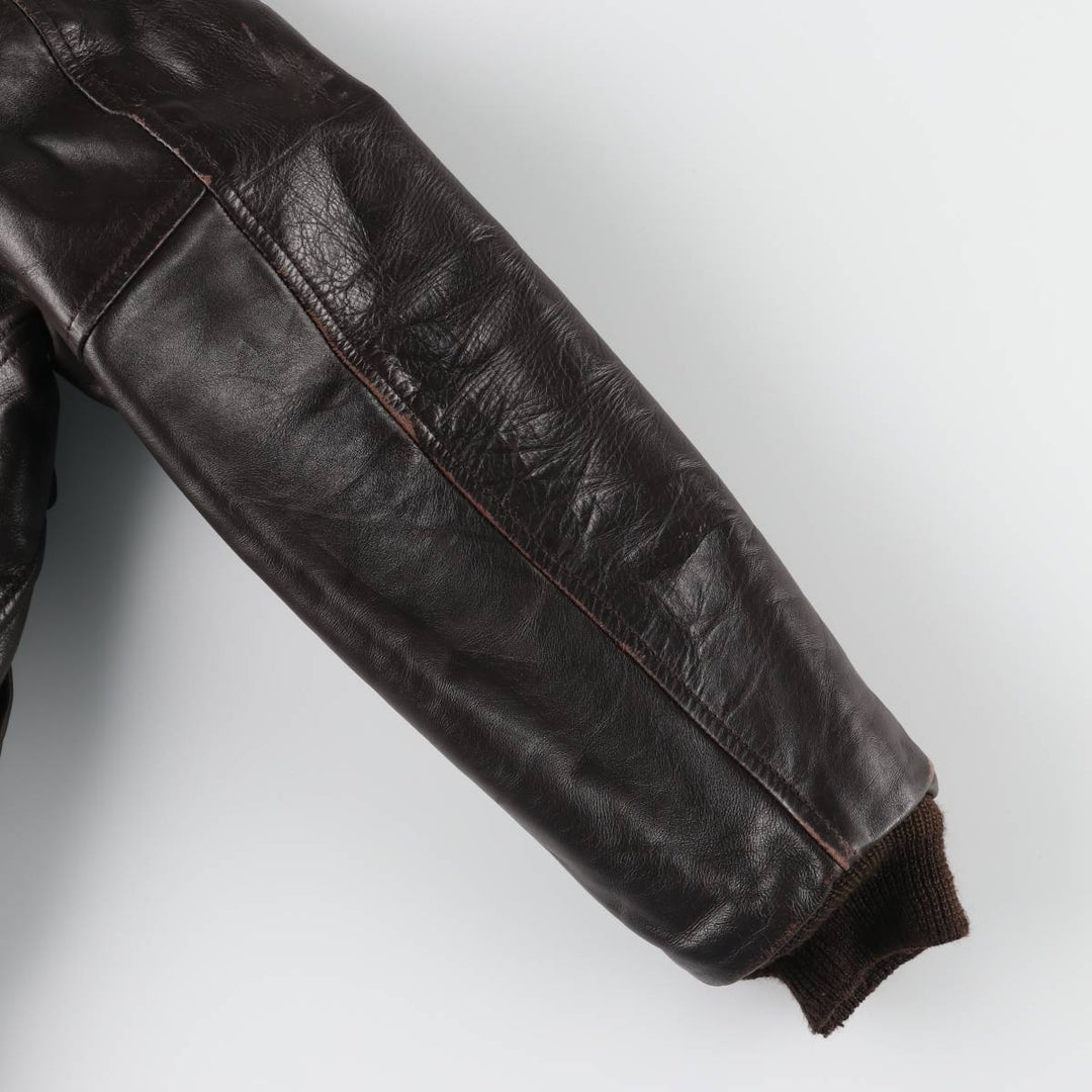 70'S JCPenney G-1 Type Leather Flight Jacket, Men's Medium Size, Vintage unclear black type Vintage Second Hand