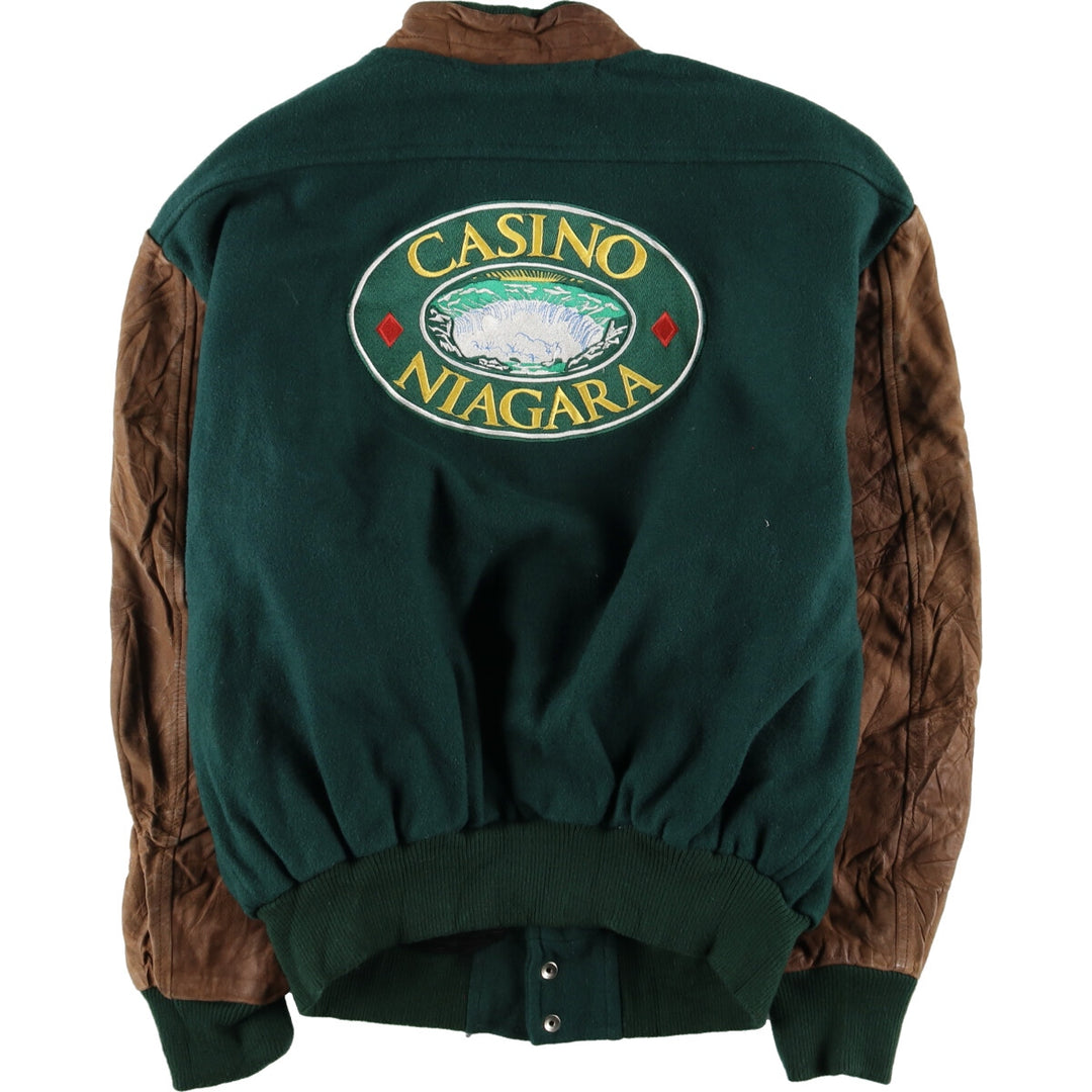~90'S CASINO NIAGARA Sleeve Leather Wool Stadium Jacket Award Jacket Varsity Jacket Men's XXL Vintage /evb004300