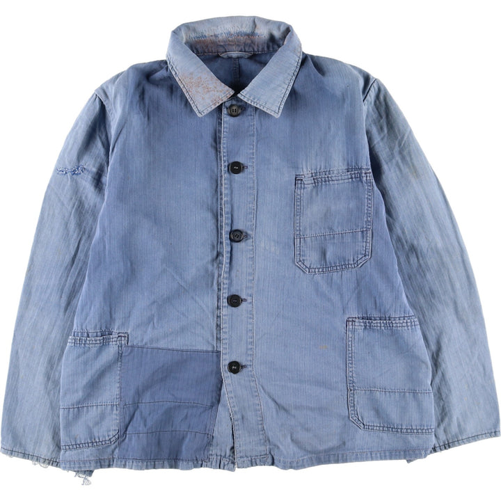 HBT Herringbone Twill Euro Work Jacket Men's L Vintage /evb004359