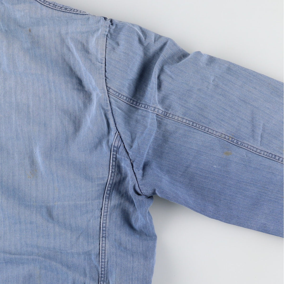 HBT Herringbone Twill Euro Work Jacket Men's L Vintage /evb004359