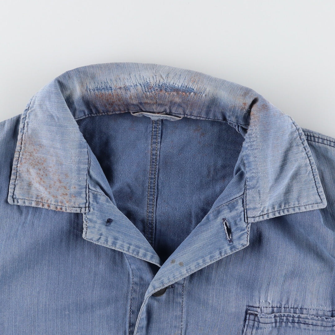 HBT Herringbone Twill Euro Work Jacket Men's L Vintage /evb004359