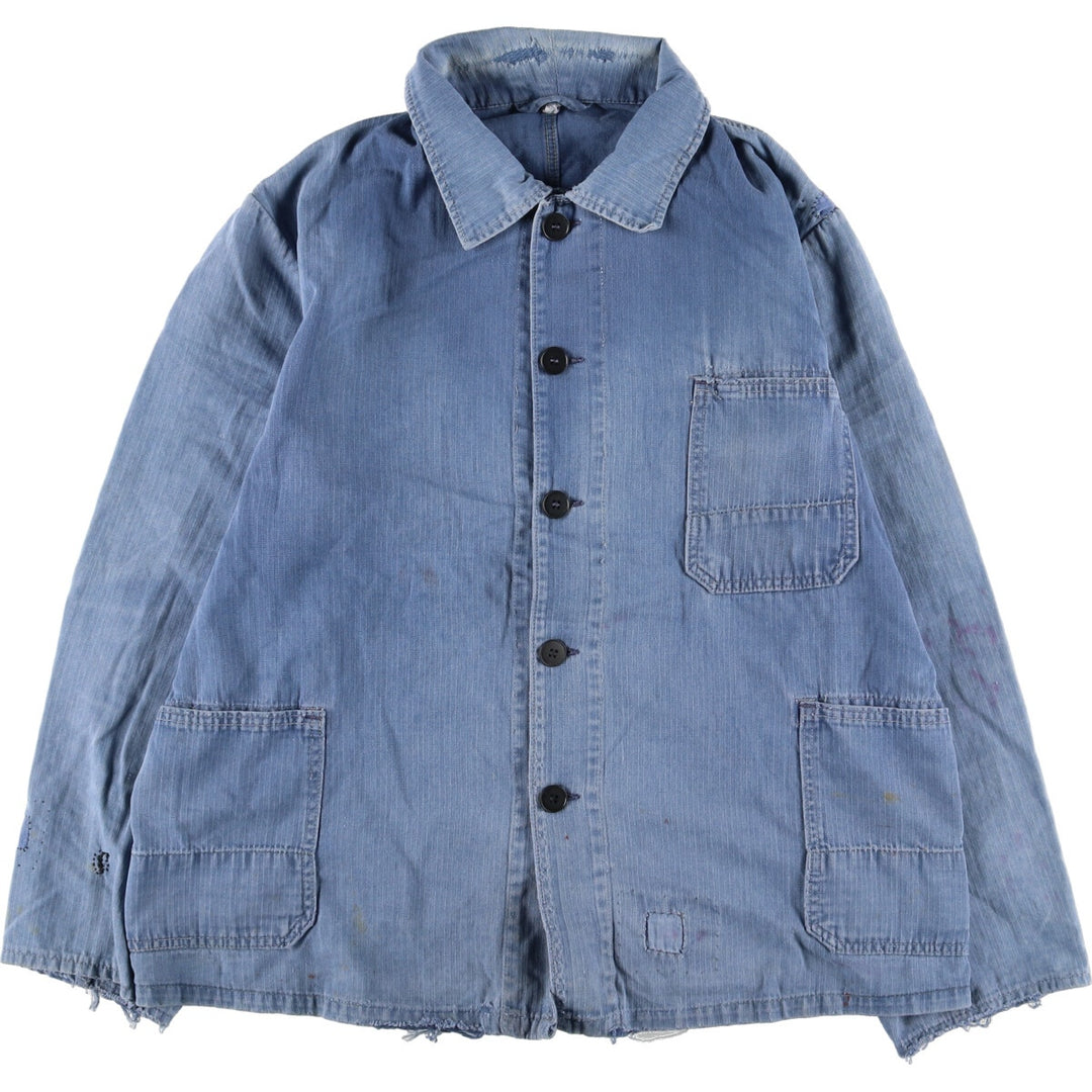 HBT Herringbone Twill Euro Work Jacket Men's L Vintage /evb004369