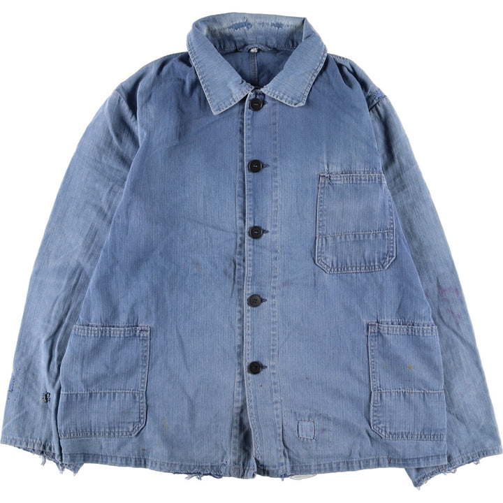 HBT Herringbone Twill Euro Work Jacket Men's L Vintage /evb004369