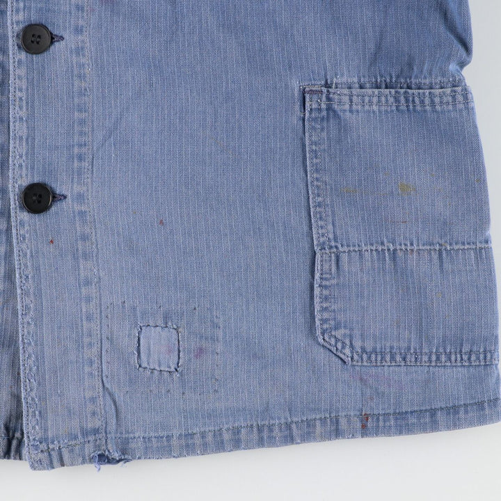 HBT Herringbone Twill Euro Work Jacket Men's L Vintage /evb004369