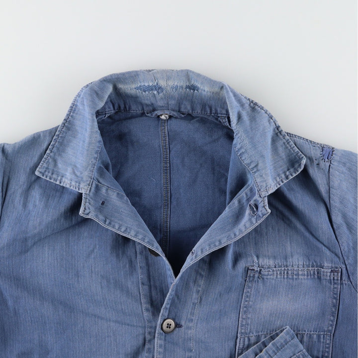 HBT Herringbone Twill Euro Work Jacket Men's L Vintage /evb004369