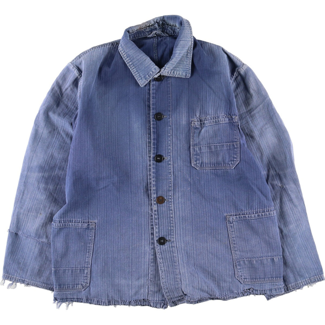 HBT Herringbone Twill Euro Work Jacket Men's L Vintage /evb004370