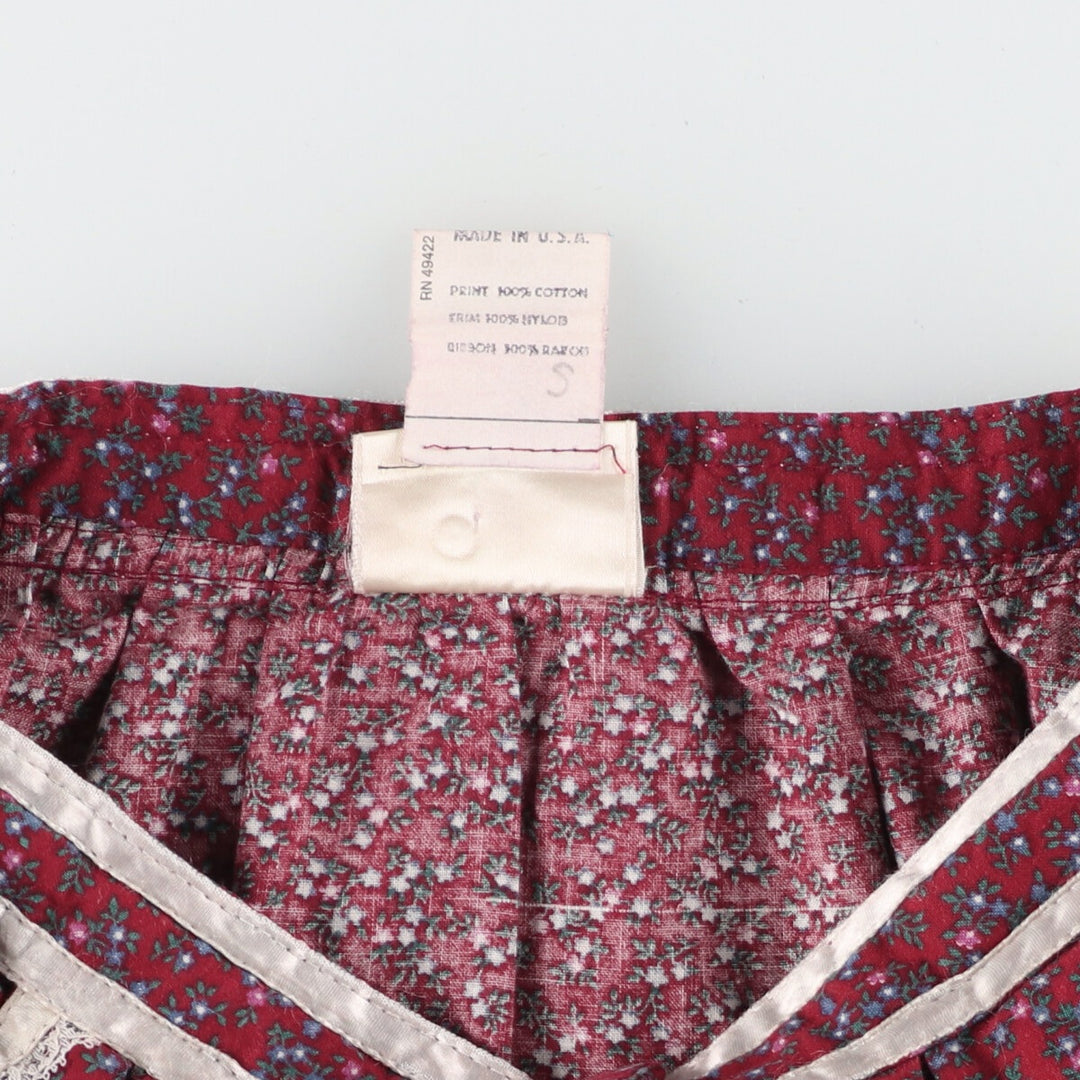 70'S GUNNE SAX Jessica floral print open front cotton half length flared skirt made in USA women's S vintage /evb004447