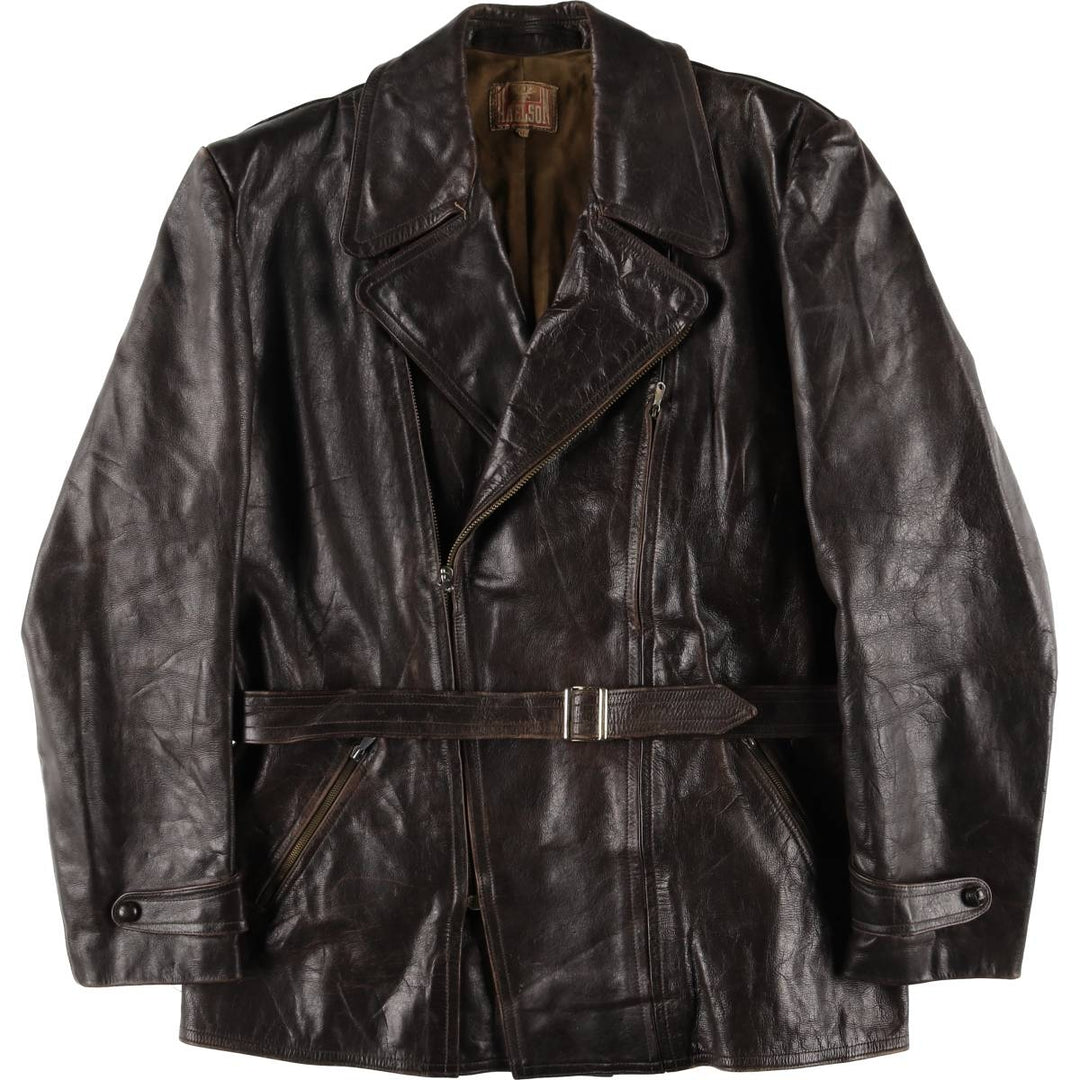 1950s~ HAELSON Euro Motorcycle Jacket, Men's L size, Vintage unclear brown type Vintage Second Hand