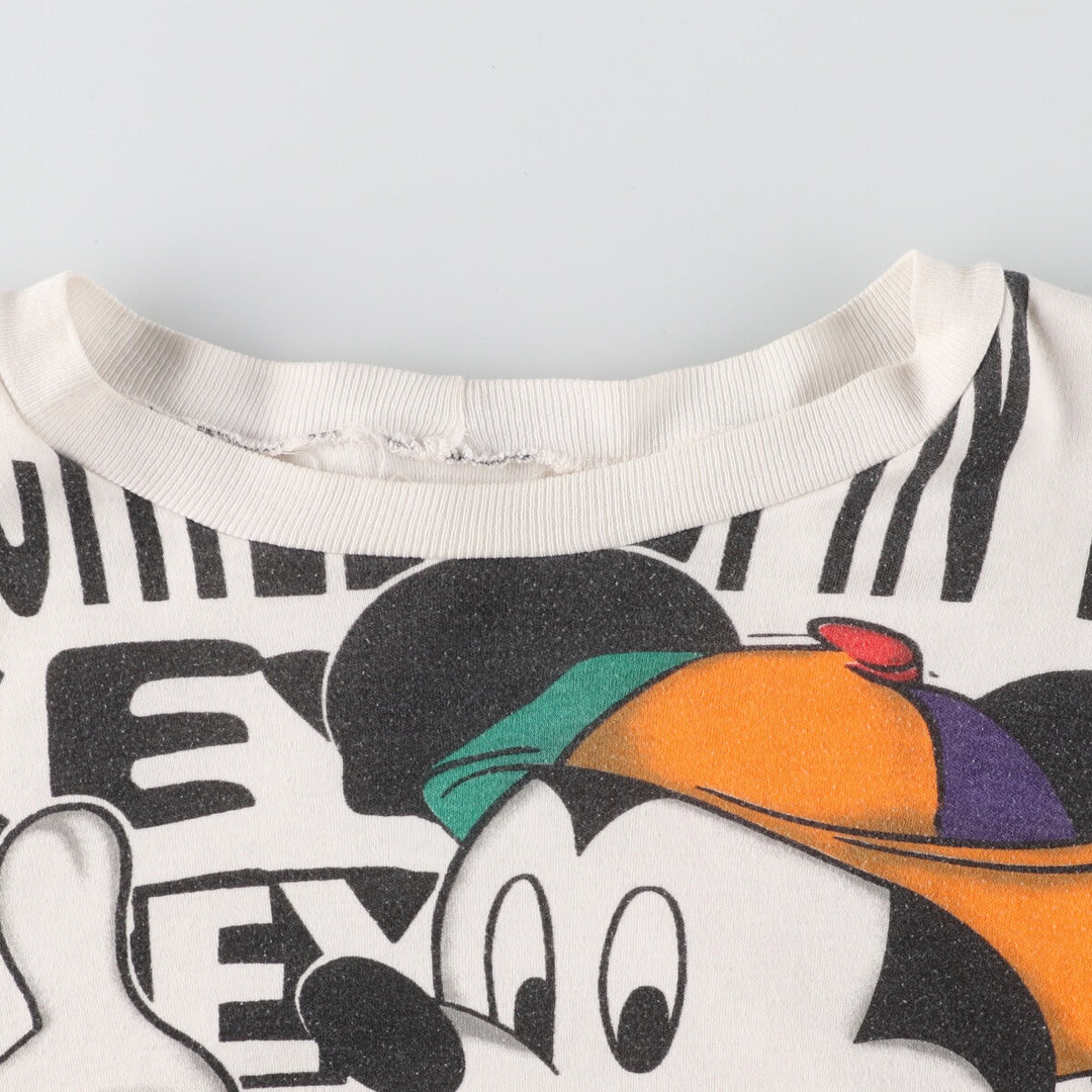 80s-90'S MICKEY MOUSE double-sided print double-face character sweatshirt, trainer, men's L, vintage /evb004454