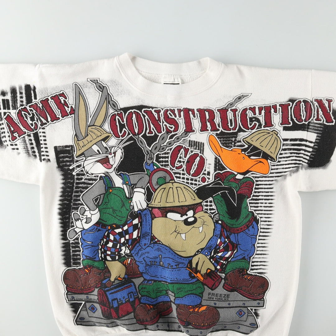 90'S TULTEX LOONEY TUNES Double-sided print Large print Character sweatshirt Trainer Made in USA Men's L Vintage /evb004487