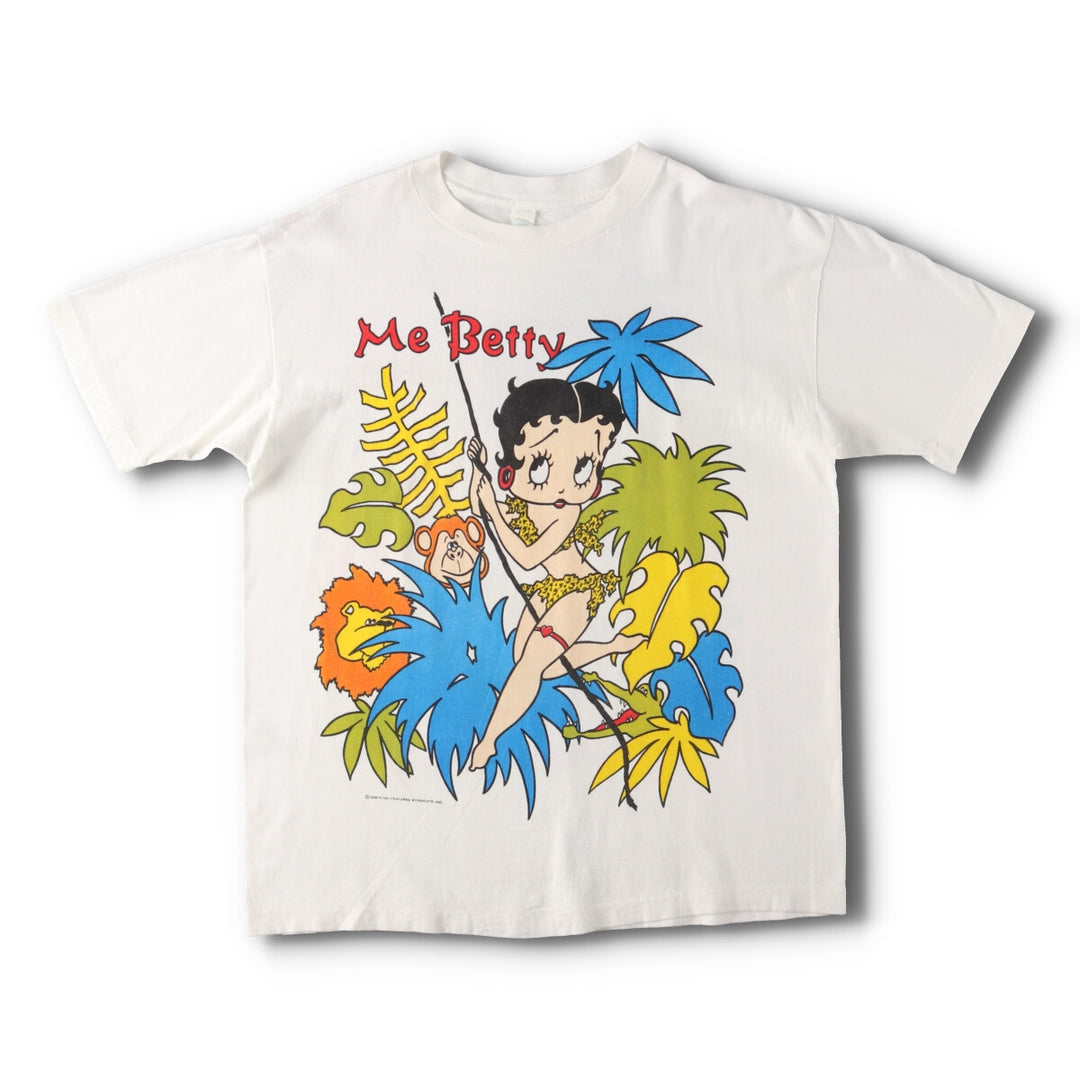 80'S BETTY BOOP TARZAN Double-sided Character Print T-Shirt Made in USA Men's L Vintage /evb004497