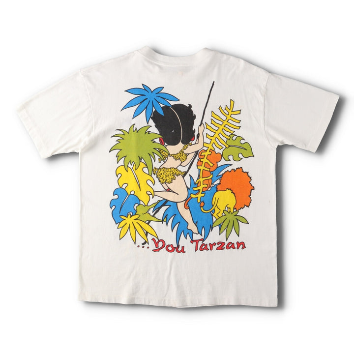 80'S BETTY BOOP TARZAN Double-sided Character Print T-Shirt Made in USA Men's L Vintage /evb004497