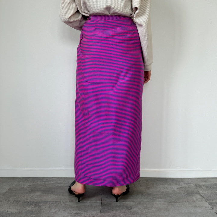 70'S UNKNOWN Border Pattern Maxi Length Tight Skirt Women's S Vintage /evb004515