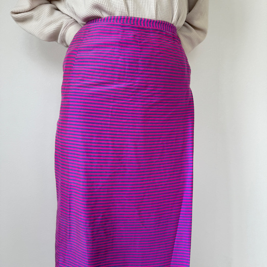 70'S UNKNOWN Border Pattern Maxi Length Tight Skirt Women's S Vintage /evb004515