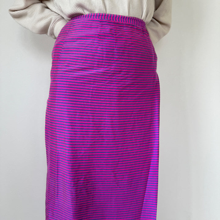 70'S UNKNOWN Border Pattern Maxi Length Tight Skirt Women's S Vintage /evb004515