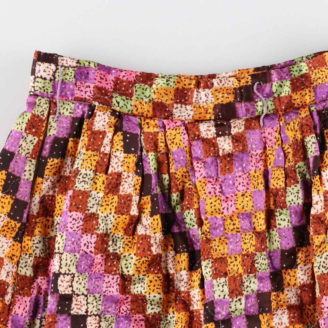 70'S UNKNOWN all-over print quilted maxi length A-line skirt women's M vintage /evb004517