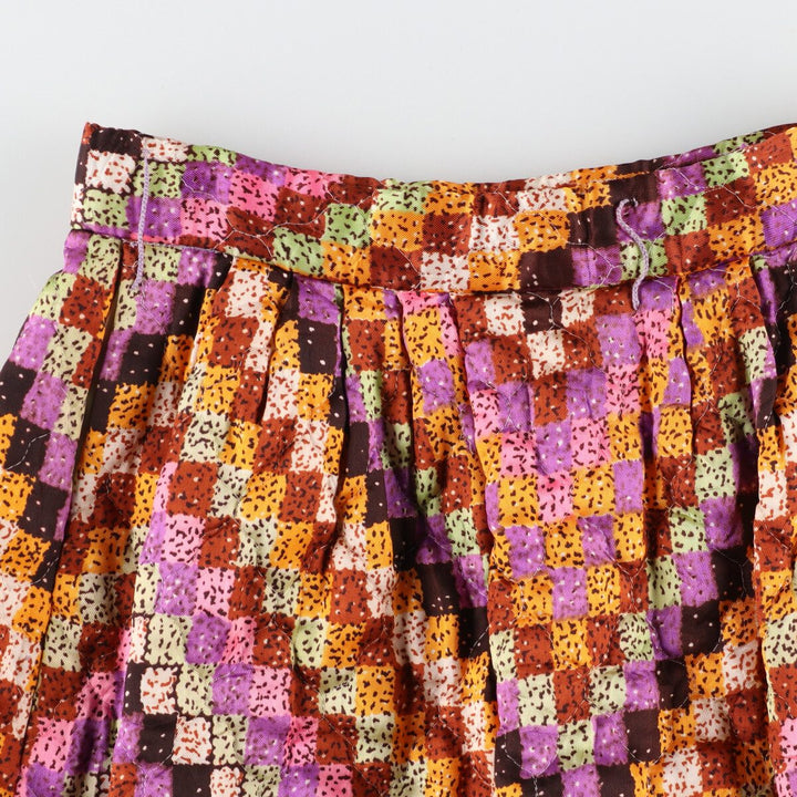 70'S UNKNOWN all-over print quilted maxi length A-line skirt women's M vintage /evb004517