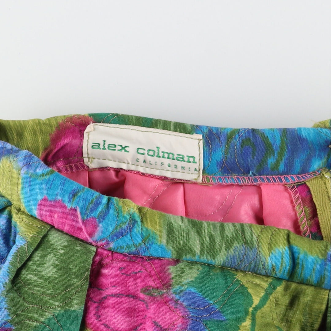 60s-70'S Alex Colman Floral Quilted Long Flare Skirt Women's S Vintage /evb004522