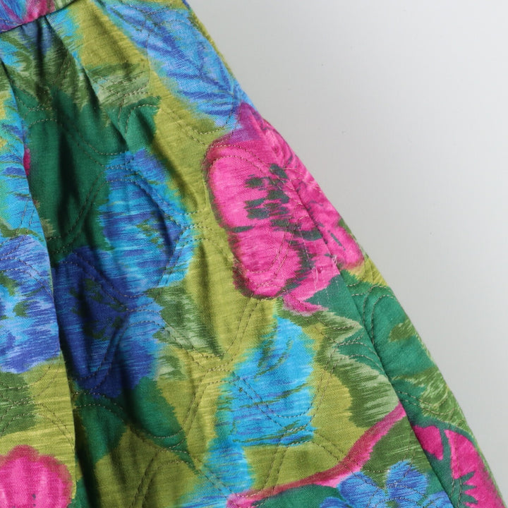 60s-70'S Alex Colman Floral Quilted Long Flare Skirt Women's S Vintage /evb004522