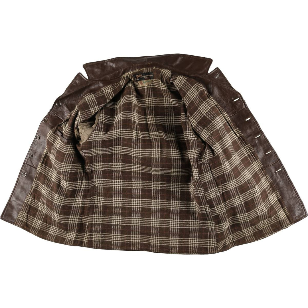 1940'S ~ JONSSONS FABRIKER Leather Car Coat Men's Size L Vintage Genuine Leather Goatskin brown type Vintage Second Hand