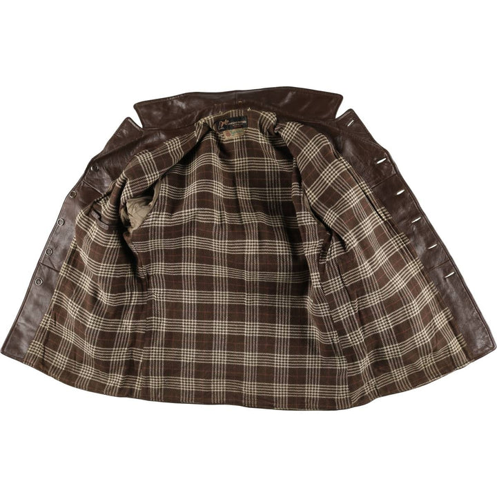 1940'S ~ JONSSONS FABRIKER Leather Car Coat Men's Size L Vintage Genuine Leather Goatskin brown type Vintage Second Hand