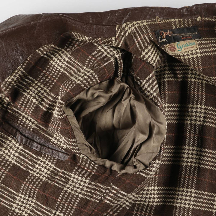 1940'S ~ JONSSONS FABRIKER Leather Car Coat Men's Size L Vintage Genuine Leather Goatskin brown type Vintage Second Hand