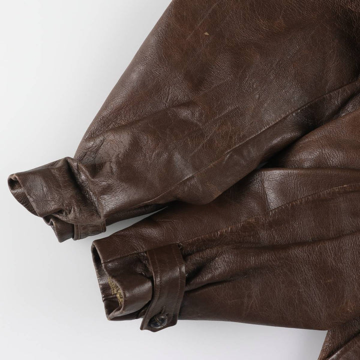 1940'S ~ JONSSONS FABRIKER Leather Car Coat Men's Size L Vintage Genuine Leather Goatskin brown type Vintage Second Hand