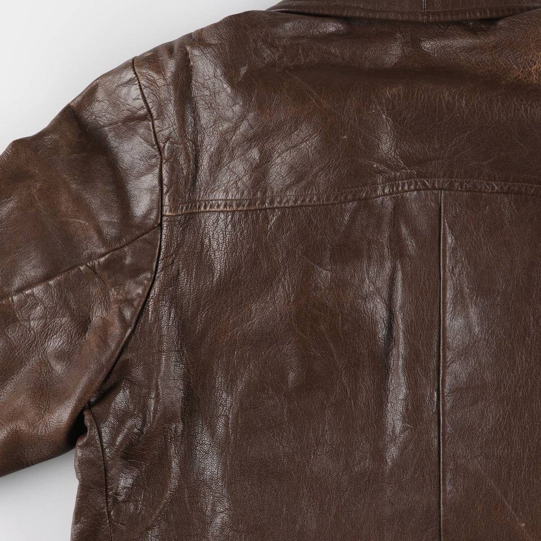 1940'S ~ JONSSONS FABRIKER Leather Car Coat Men's Size L Vintage Genuine Leather Goatskin brown type Vintage Second Hand