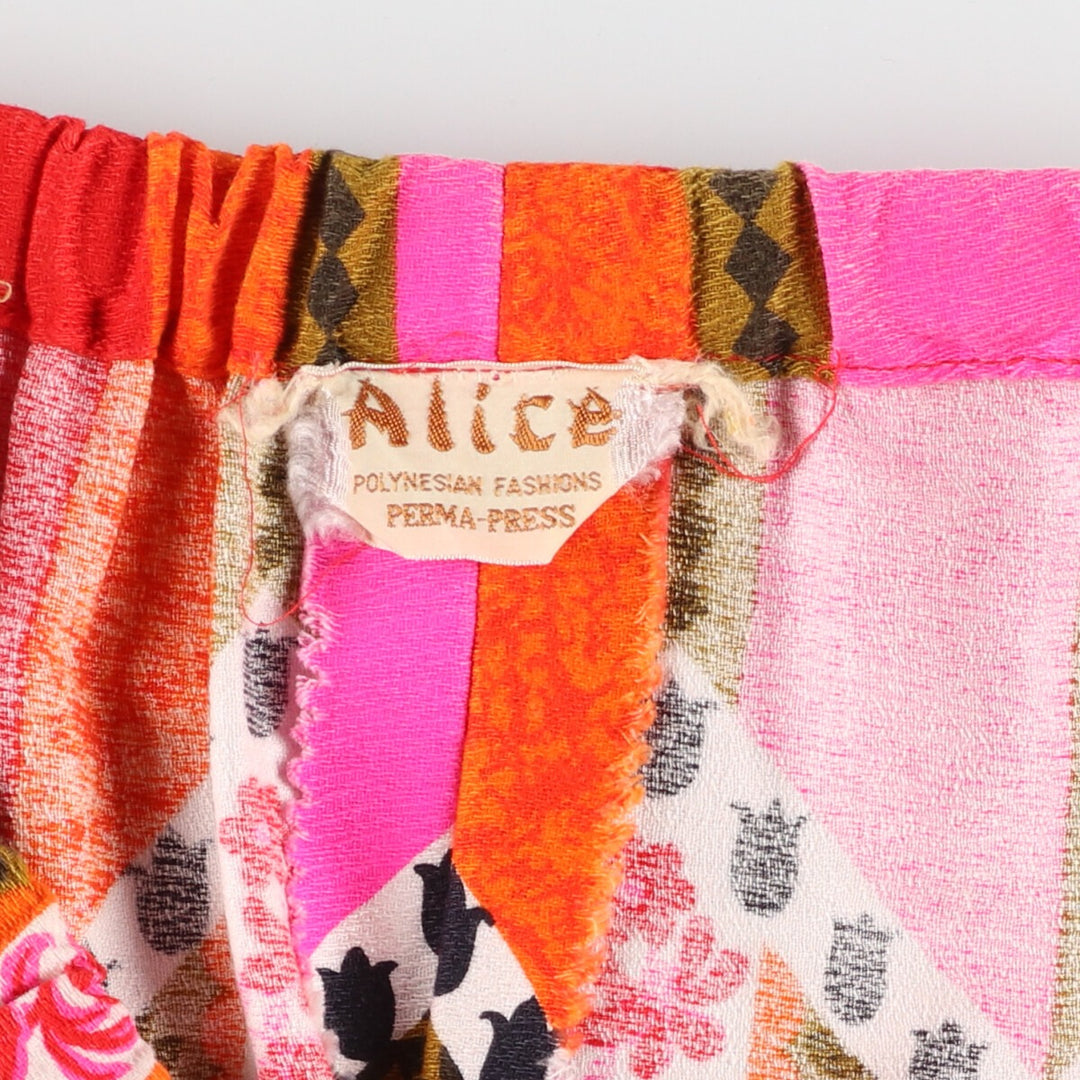 70'S Alice all-over print maxi length tight skirt women's M vintage /evb004536