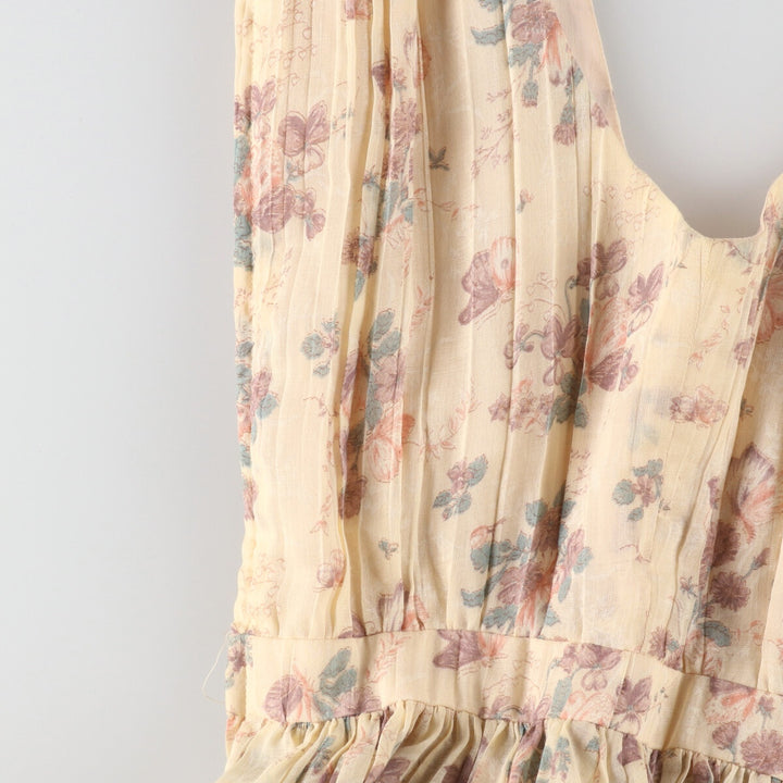 70'S UNKNOWN Floral American Sleeve Maxi Length Sleeveless Dress Women's S Vintage /evb004544