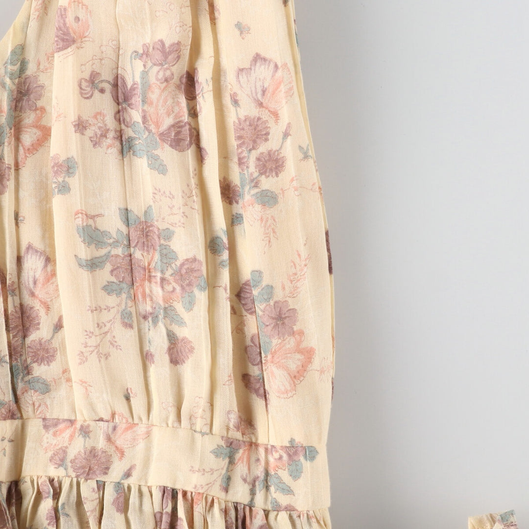 70'S UNKNOWN Floral American Sleeve Maxi Length Sleeveless Dress Women's S Vintage /evb004544