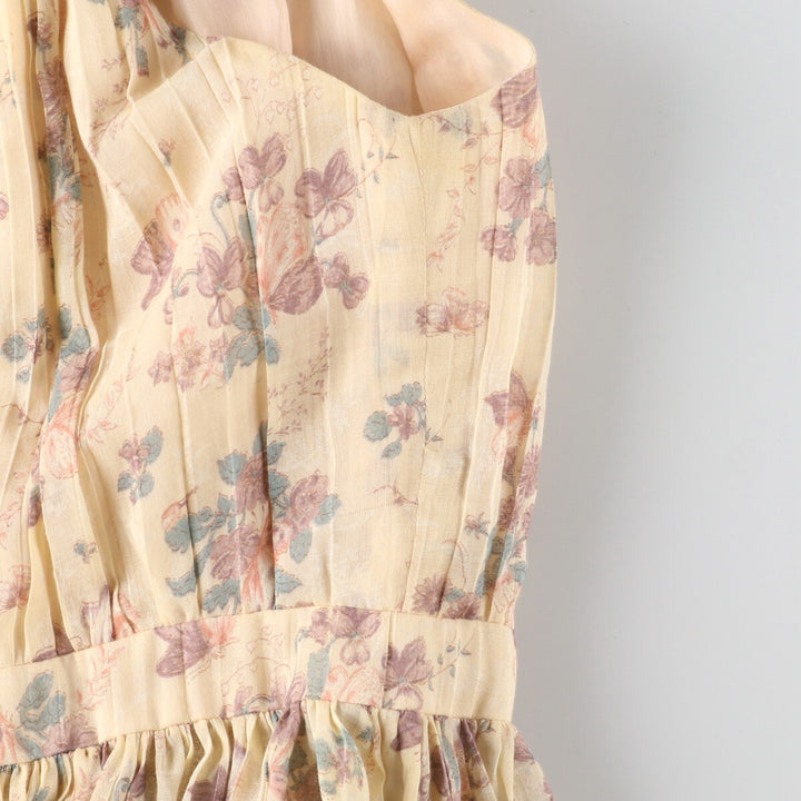 70'S UNKNOWN Floral American Sleeve Maxi Length Sleeveless Dress Women's S Vintage /evb004544