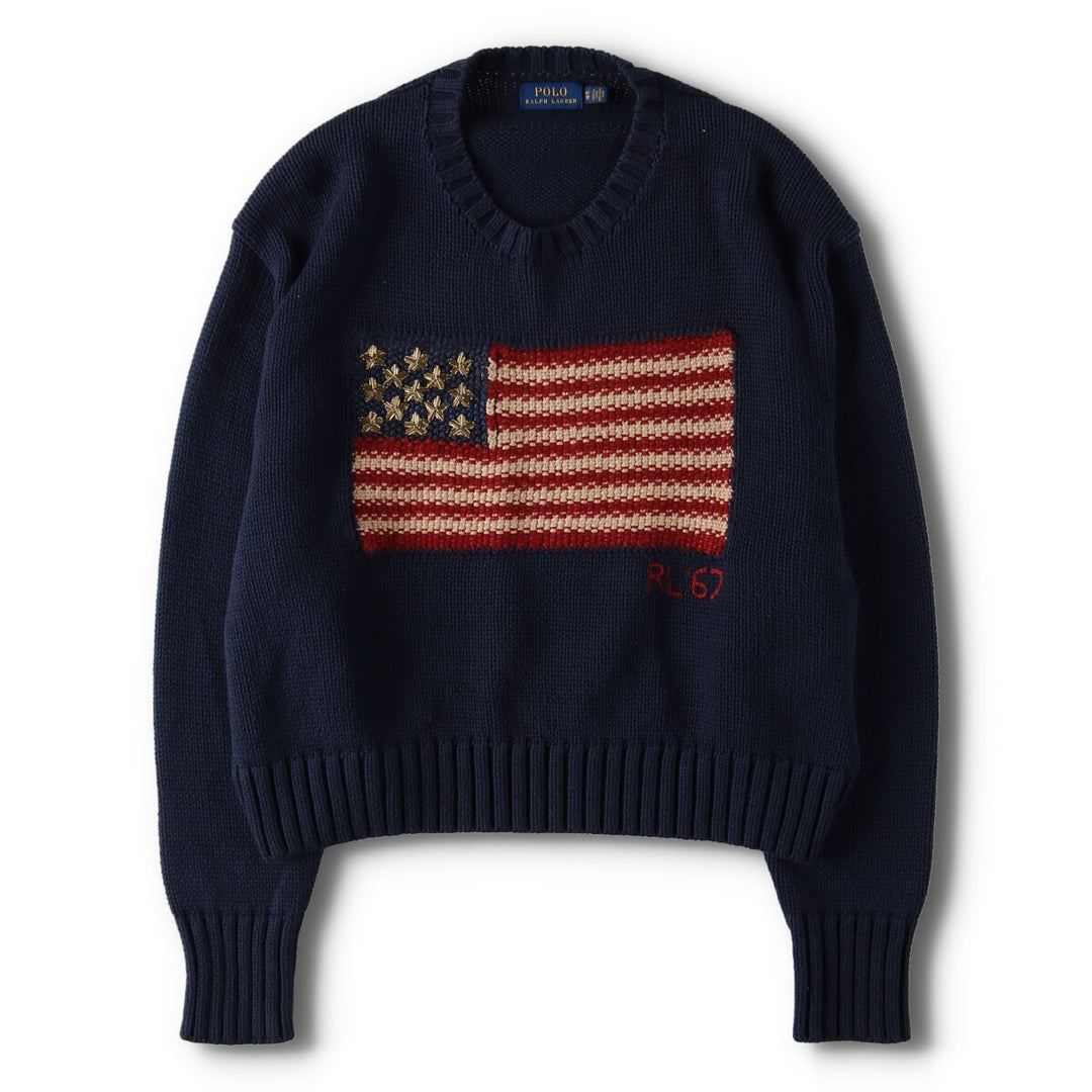 00'S Ralph Lauren POLO RALPH LAUREN Stars and Stripes Cotton Knit Sweater Men's XS /evb004556