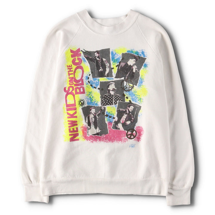 80's BACKSTAGE PASS NEW KID ON THE BLOCK New Kids on the Block Double-sided Print Band Sweatshirt Trainer Made in Canada Women's M Vintage /evb004558