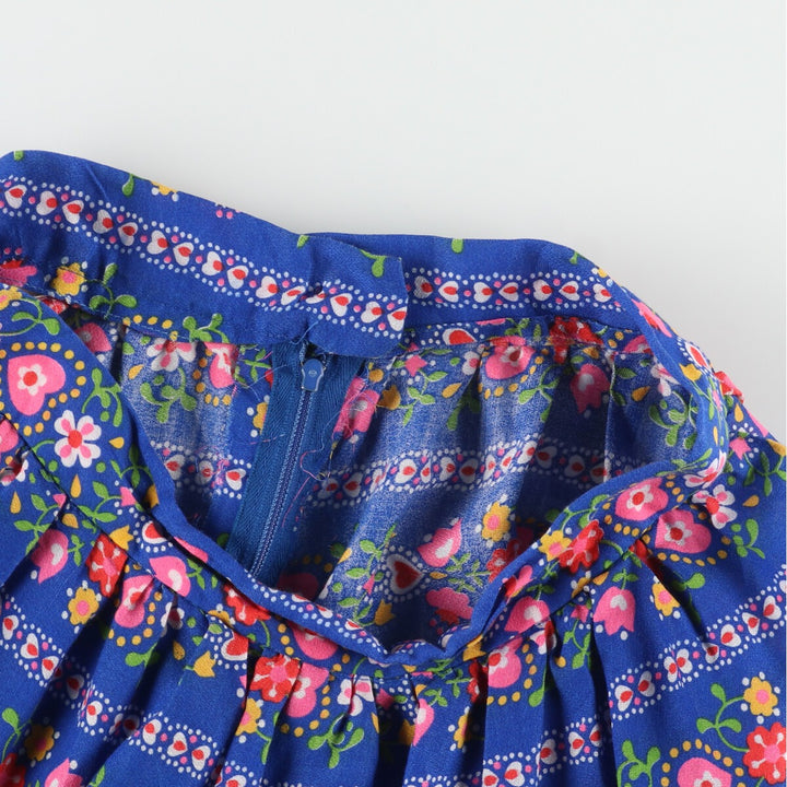 70'S UNKNOWN Floral Ruffled Long Gathered Skirt Women's M (w26) Vintage /evb004563